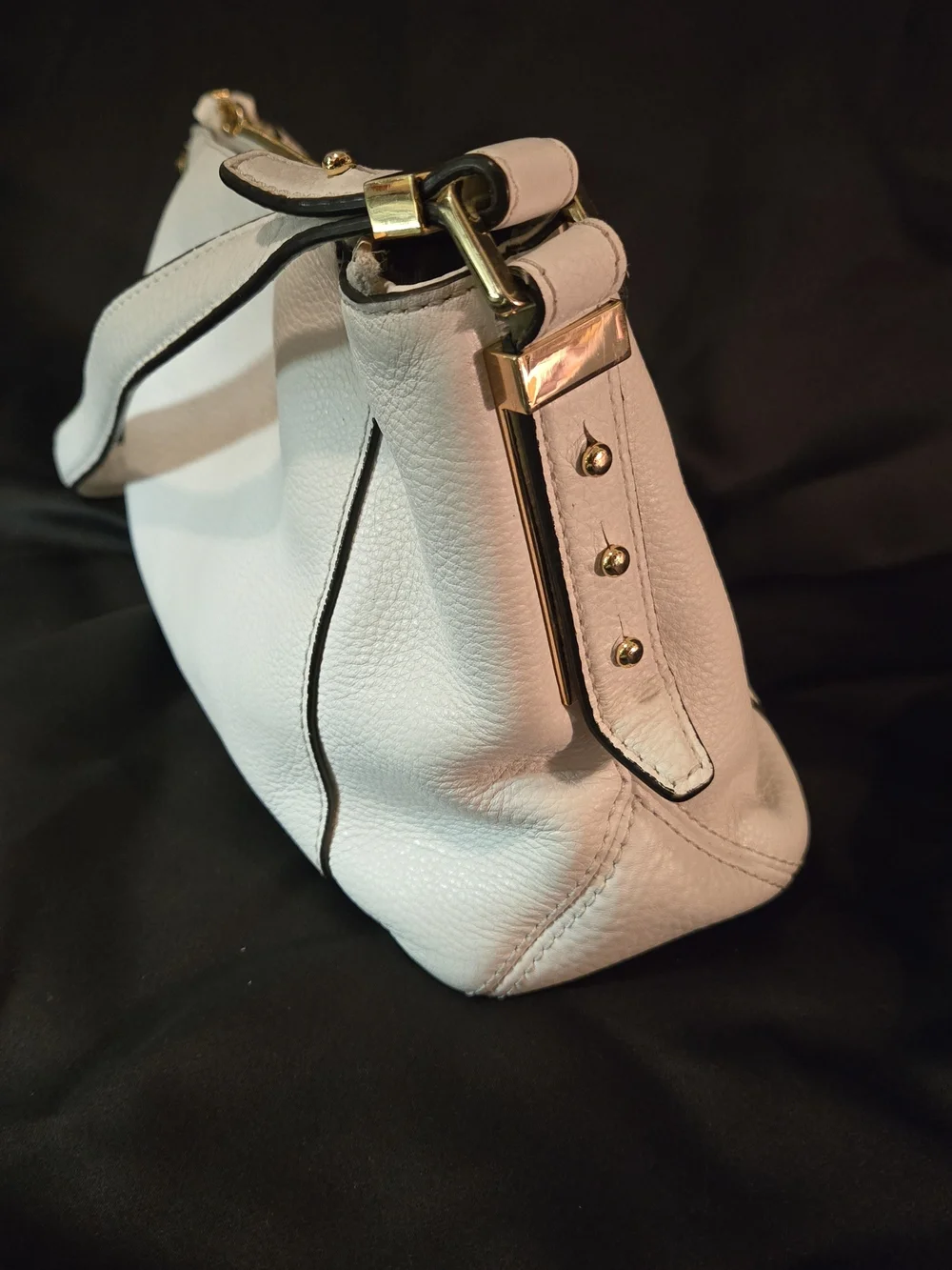 Michael Koros Women's Leather Crossbody Bag in White - Gold Hardware